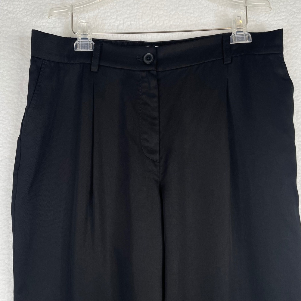 LOFT Curvy Pleated Tapered Pants Black 100% Lyocell Cropped‎ Trousers 16P Womens